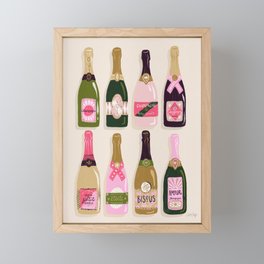 French Champagne Collection – Pink & Green Framed Mini Art Print | Lady, Celebrate, Metallic, French, Merlot, Rose, Fun, Painting, Girl, Celebration 