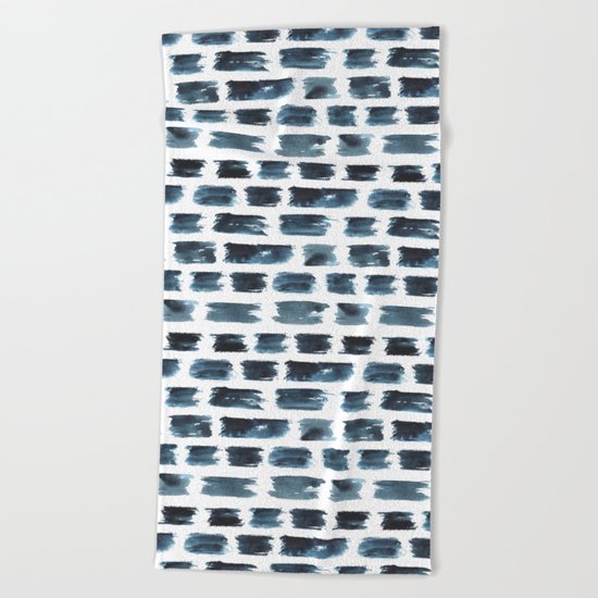 Indigo brushstrokes Beach Towel