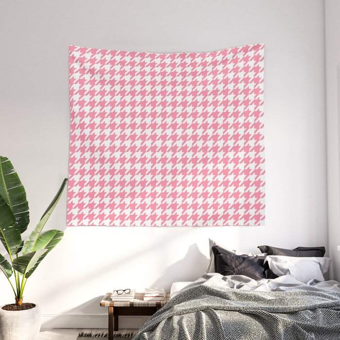 Light Pink Houndstooth Wall Tapestry By Color Obsession Society6