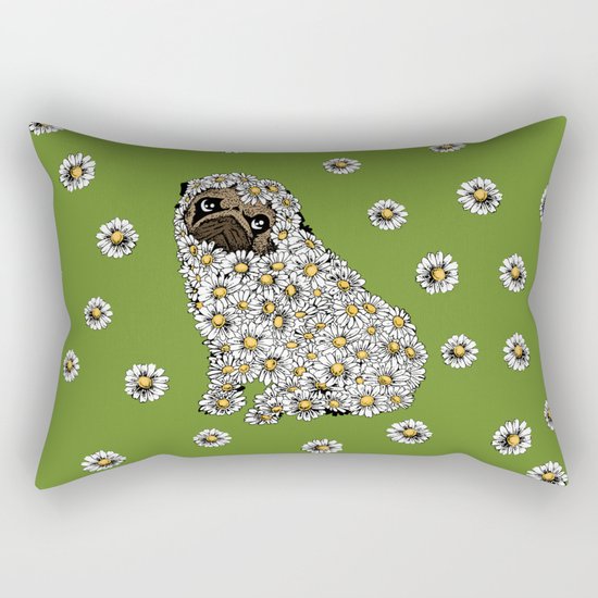Pug Daisy Rectangular Pillow