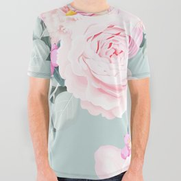 Pastel Pink Floral Morning Mists All Over Graphic Tee