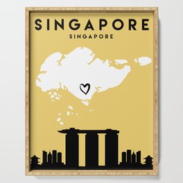 SINGAPORE LOVE CITY SILHOUETTE SKYLINE ART Serving Tray