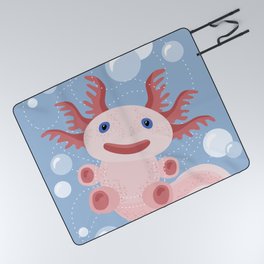 Cute Axolotl and The Bubbles Picnic Blanket
