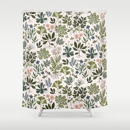 Herbarium ~ vintage inspired botanical art print ~ white Shower Curtain