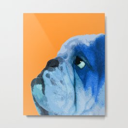 English bulldog portrait. Yellow pop art. Metal Print