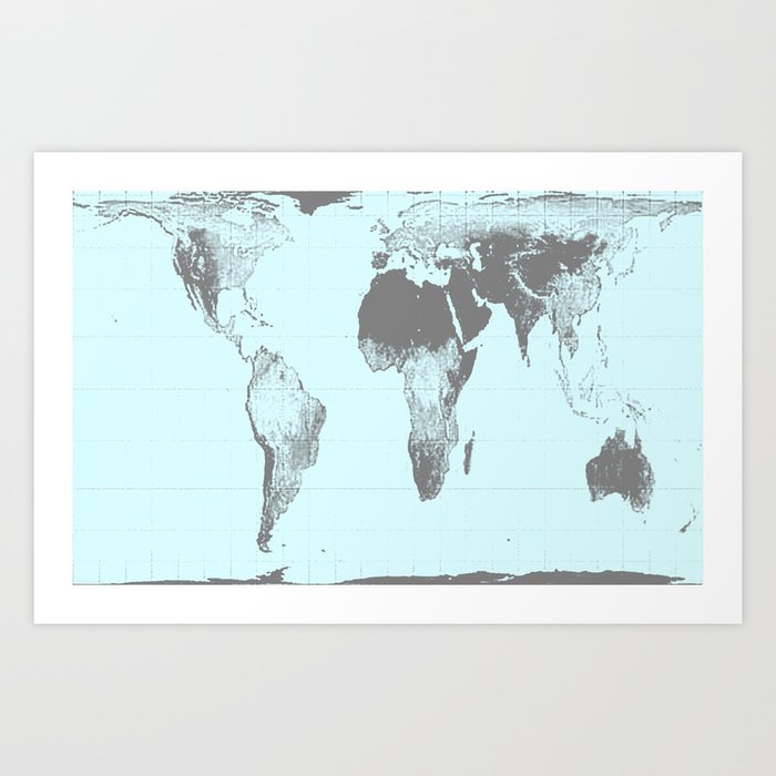 World Map : Gall Peters Aqua Art Print