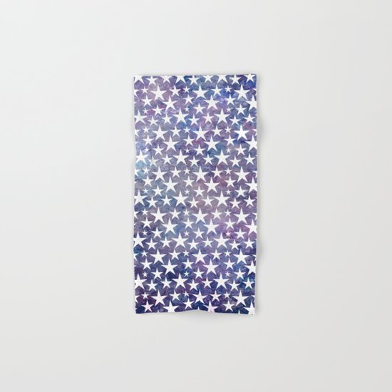 White stars on bold grunge blue background Hand & Bath Towel