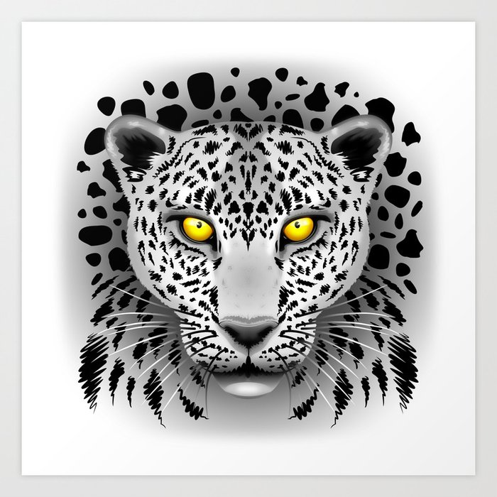 White Leopard with Yellow Eyes Art Print
