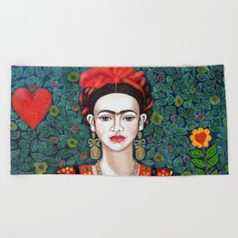 Frida - queen of hearts closer Beach Towel