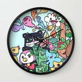 The Love Cocoon Wall Clock | Panda, Cute, Cartoon, Character, Happy, Nature, Cocoon, Joy, Illustration, Kawaii 