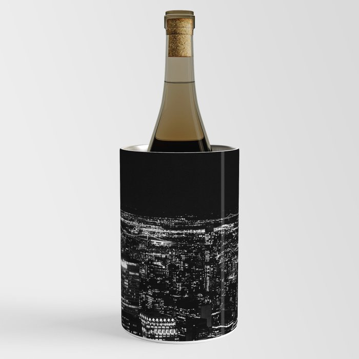 New York City at Night | Black and White Photography Wine Chiller