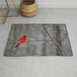 Cardinal In the Snow Rug
