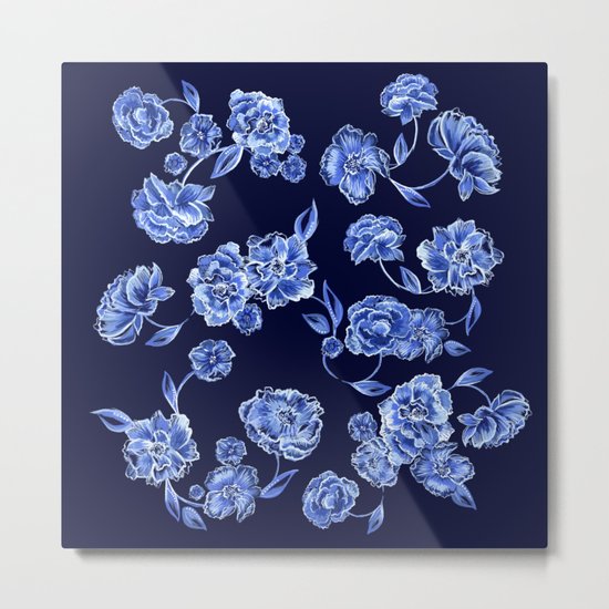 Porcelain Floral Metal Print