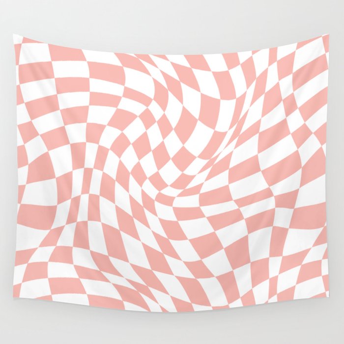 Twist checkers - Retro Pink Wall Tapestry