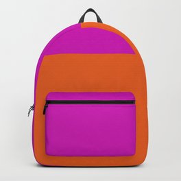 Bright Orange & Fuchsia Pink Color Block Backpack | Pink, Retro, Vibrant, Orange, Boho, Bright, Pattern, Graphicdesign, Loud, Fuchsia 