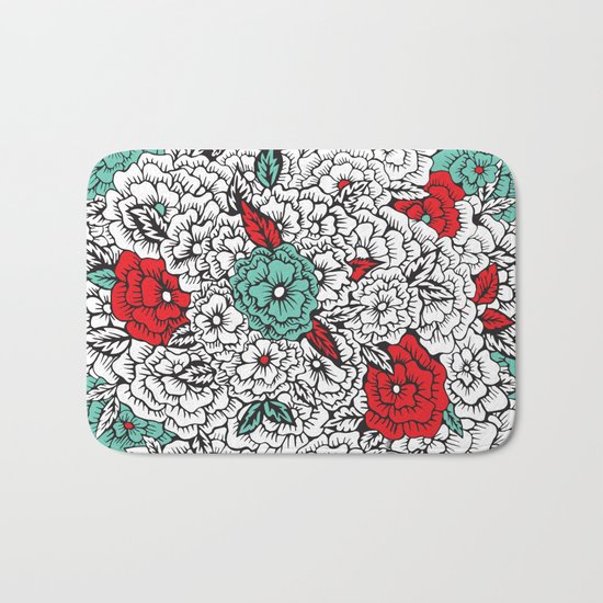 retro flowers Bath Mat