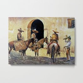 “Los Caballeros” by Edward Borein Metal Print | Vaquero, Etching, Cowboys, Horseback, Spanish, Painting 
