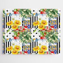 Italian,Sicilian art,patchwork,summer Flowers Jigsaw Puzzle