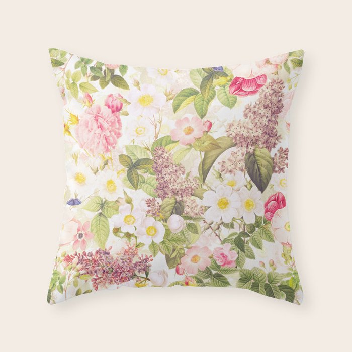 Vintage Rose Garden art for Throw Pillows