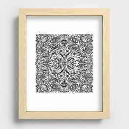 Black and White Graffiti Art Mandala Pattern  Recessed Framed Print