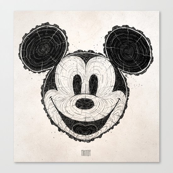 wooden Mickey Mouse Canvas Print