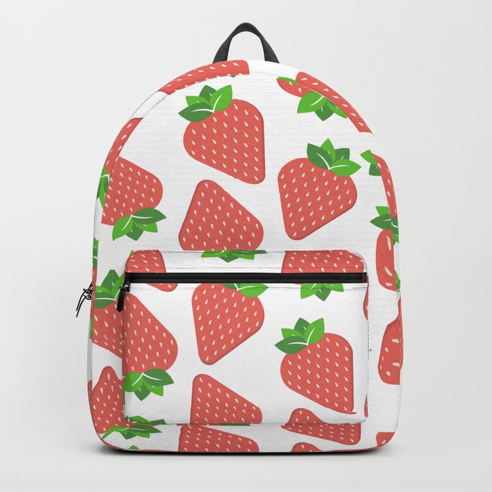 Strawberries Over White Backpack