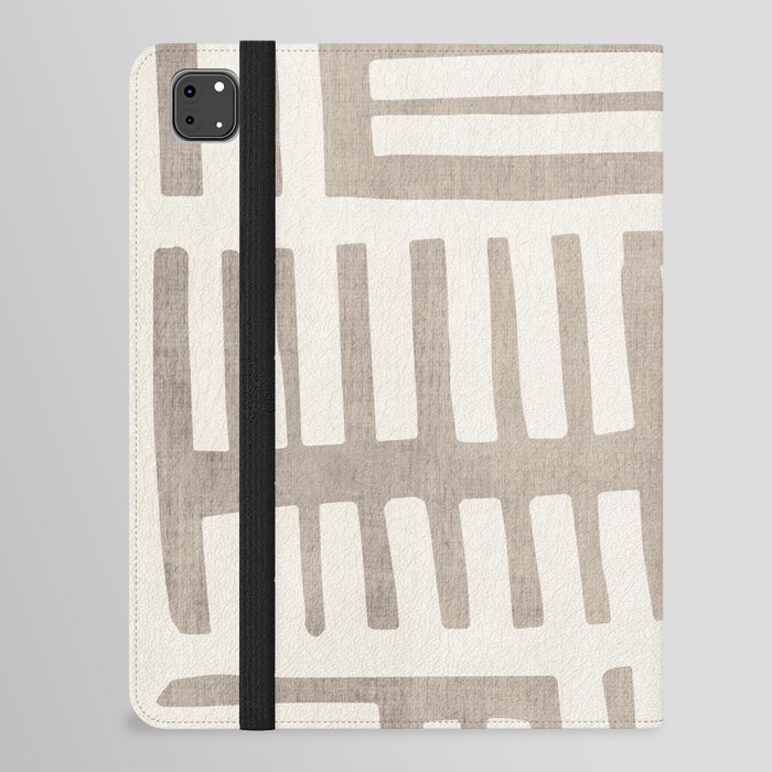 Minimalist Beige White Abstract Lines 002 iPad Folio Case