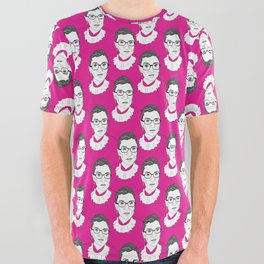 Ruth Bader Ginsburg Pattern Hot Pink All Over Graphic Tee