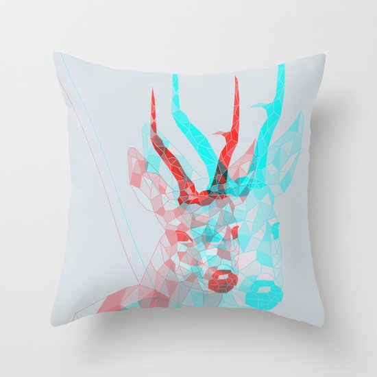 psychedelic deer Throw Pillow