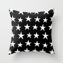 Star Pattern White On Black Throw Pillow