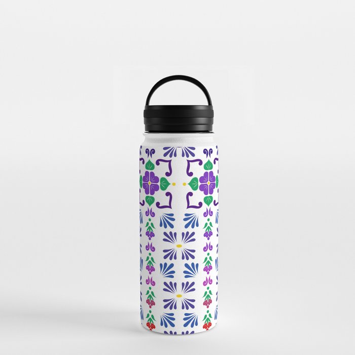 Purple 3, Framed Talavera Flower Water Bottle