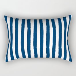Navy Blue and White Cabana Stripes Palm Beach Preppy Rectangular Pillow
