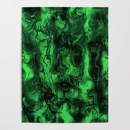 Nervous Energy Grungy Abstract Art Mint Green And Black Poster