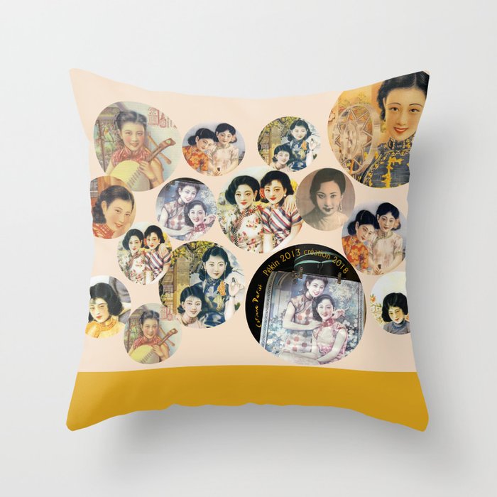 Beijing 6576 Asian vintage atmosphere with women Throw Pillow