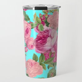 Vintage & Shabby Chic - Summery Rose Flowers Garden Pattern Travel Mug