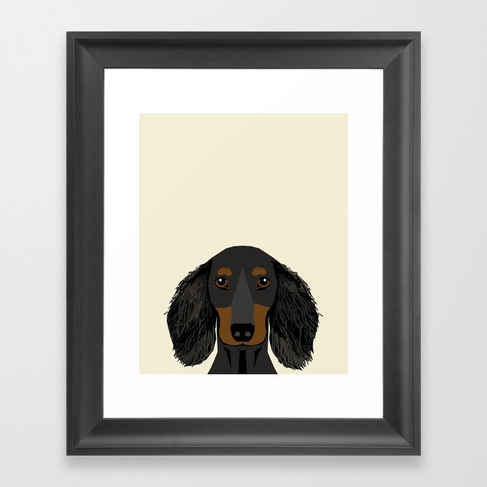 Doxie Portrait Black And Tan Longhaired Dog Design Cute