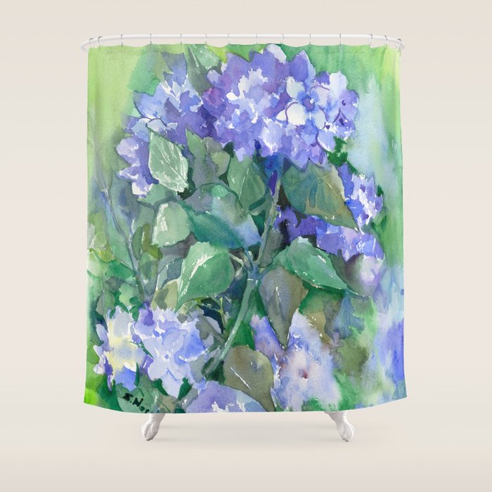 Hydrangea, Sky Blue Flowers, Royal Blue Wall art Shower ...