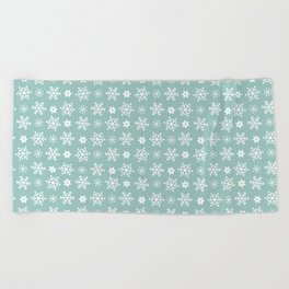 Christmas Pattern Turquoise White Snowflake Retro Beach Towel