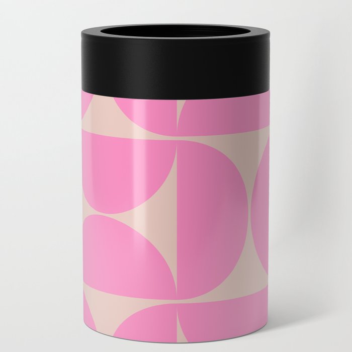 Mid Century Modern Print Peach And Pink Retro 70s Pattern Preppy Modern Decor Geometric Abstract Can Cooler