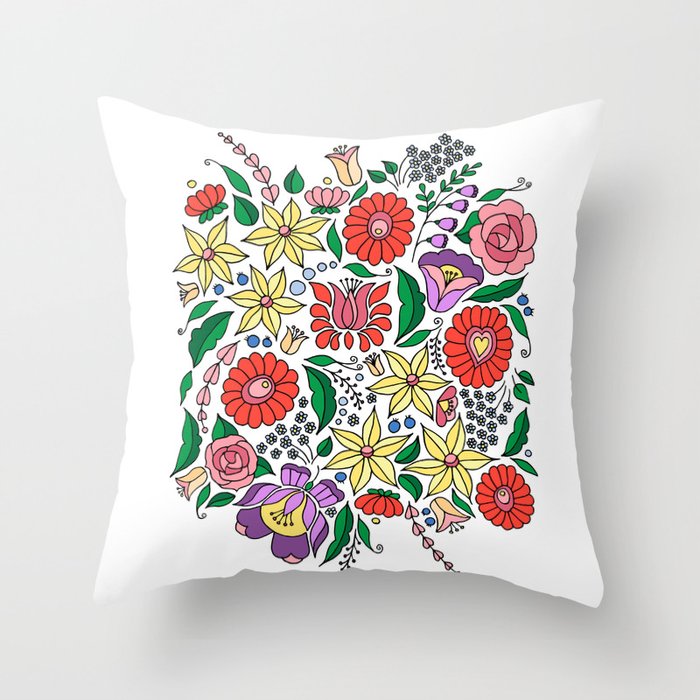 Hungarian embroidery motifs Throw Pillow by ArtByBeata Society6