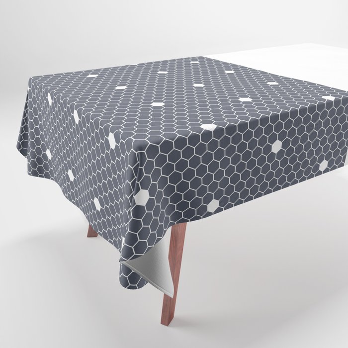 White Polka Dots Lace Vertical Split on Dark Gray Tablecloth