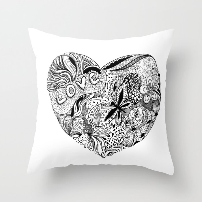 Floral heart for Valentines day Throw Pillow