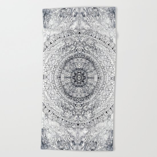 Black&white Mandala - & Grey Blue Beach Towel