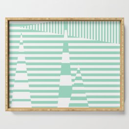 Stripes on Stripes - Mint Green and White Serving Tray