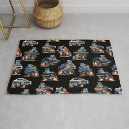 Car Crazy Classic Hot Rod Muscle Cars Cartoons Seamless Pattern Rug | Pattern, Hot, Usa, Musclecars, Chrome, Racecar, Dragster, Muscle, American, Cars 