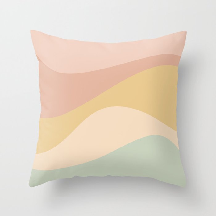 Abstract Color Waves - Neutral Pastel Throw Pillow