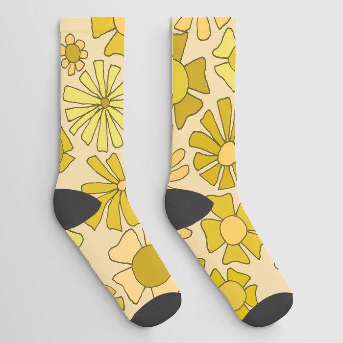 flower power // retro flower pattern by surfy birdy Socks