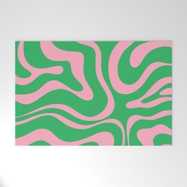 Pink and Spring Green Modern Liquid Swirl Abstract Pattern Welcome Mat