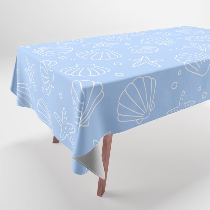 Seashell Pattern (white/sky blue) Tablecloth