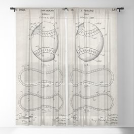 Baseball Patent - Softball Art - Antique Sheer Curtain